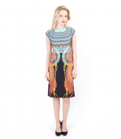 Elegant dress from printed elastic fabric