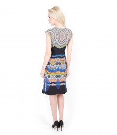 Elegant dress from printed elastic fabric
