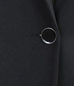 Elastic fabric office jacket with metallic zippers