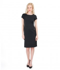 Elastic fabric dress with short sleeves