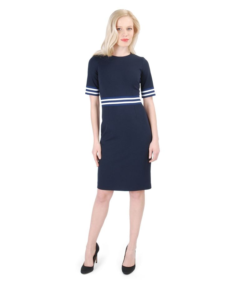 Thick elastic jersey dress with elastic trim