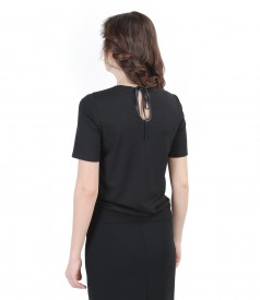 Elastic jersey blouse with elastic fabric front