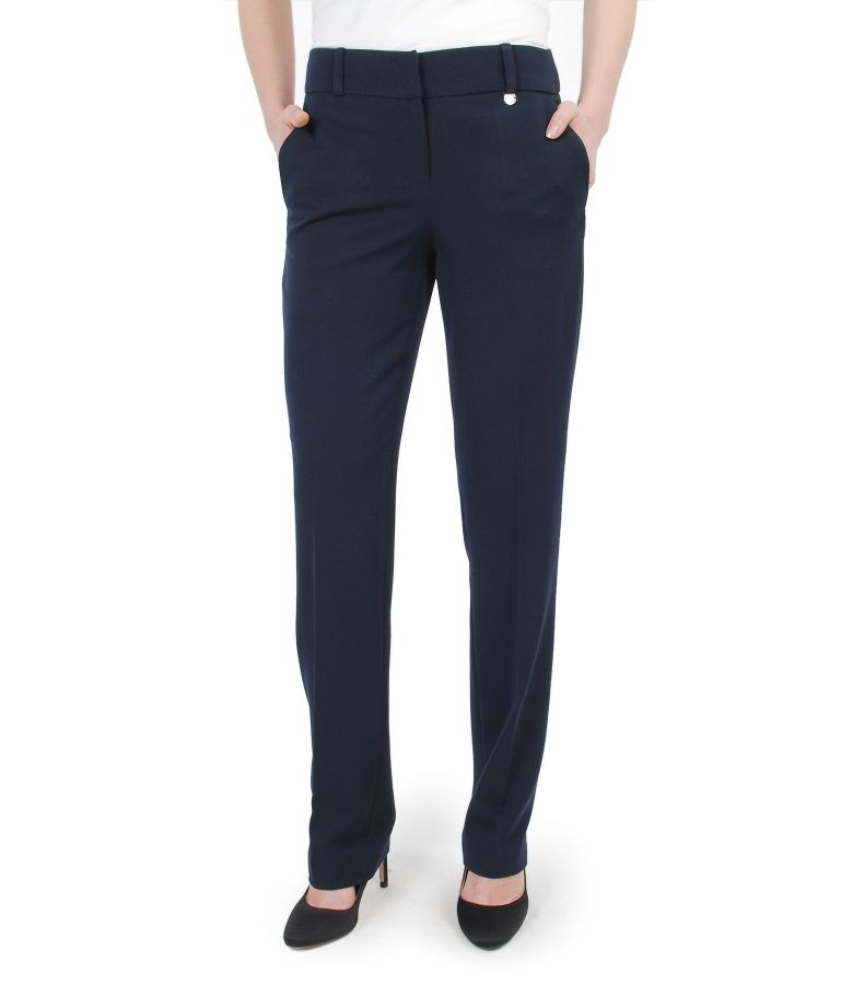 Elastic fabric office trousers with pockets