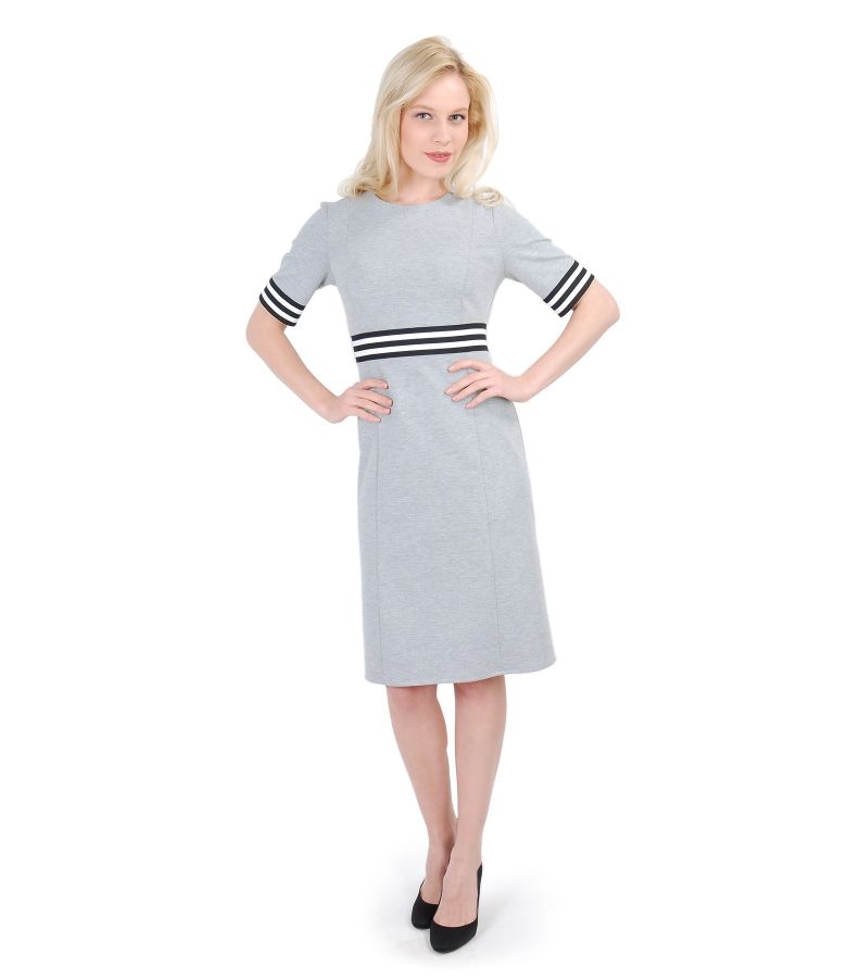 Thick elastic jersey dress with elastic trim