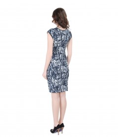 Elegant dress from multicolor elastic brocade