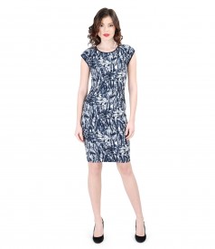 Elegant dress from multicolor elastic brocade