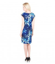 Printed jersey dress with fallen shoulders