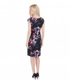 Printed jersey dress with fallen shoulders