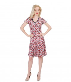 Printed jersey dress with frill