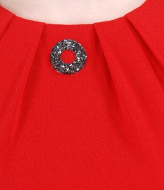 Jersey dress with folds and crystals