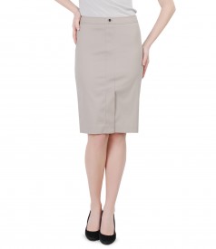 Elastic cotton beige skirt