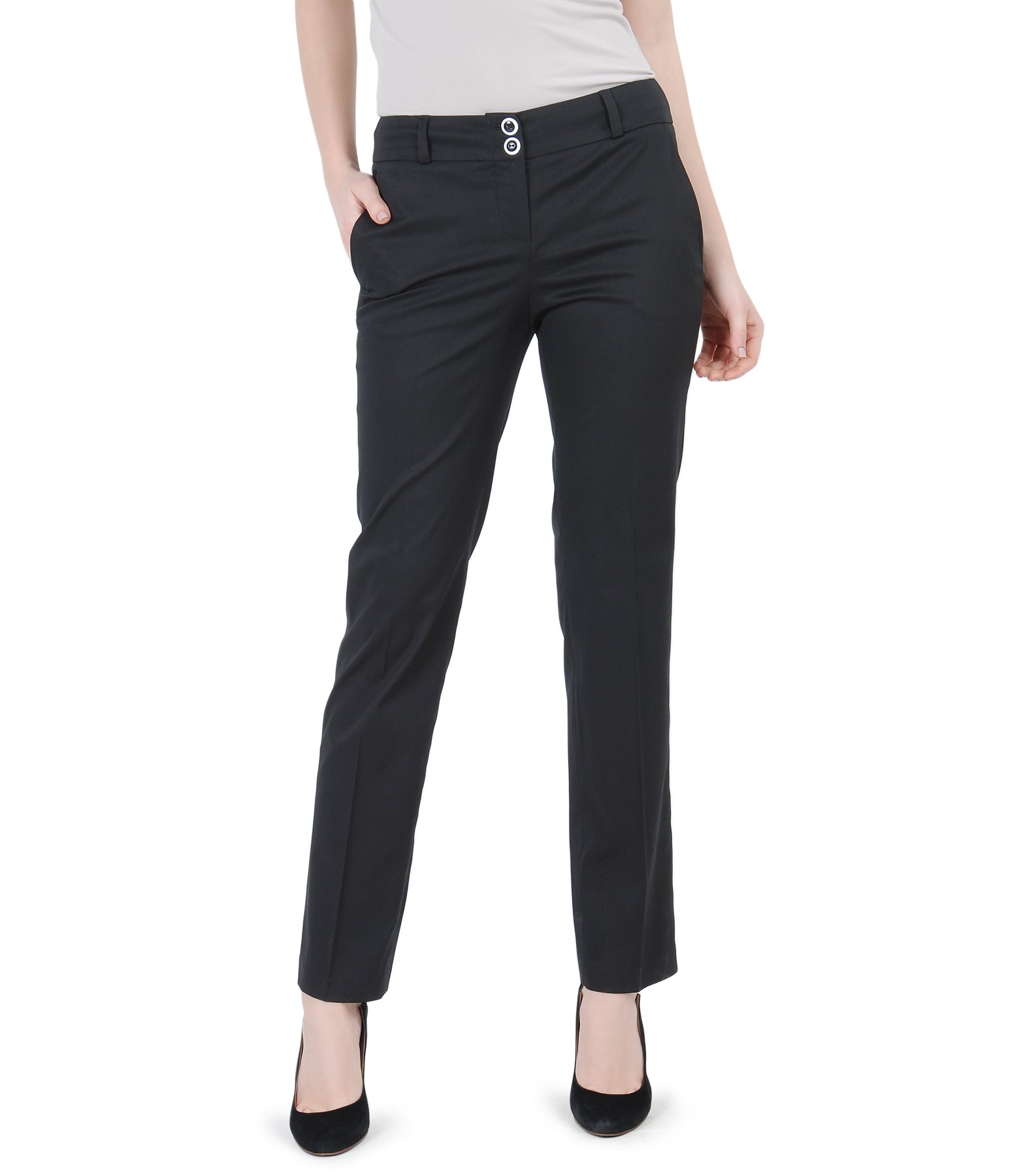 Elastic cotton trousers with pockets black - YOKKO