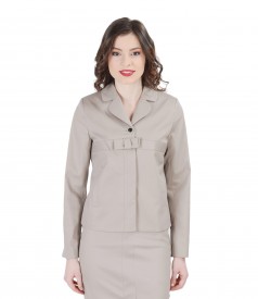 Elastic cotton jacket with bow and pockets