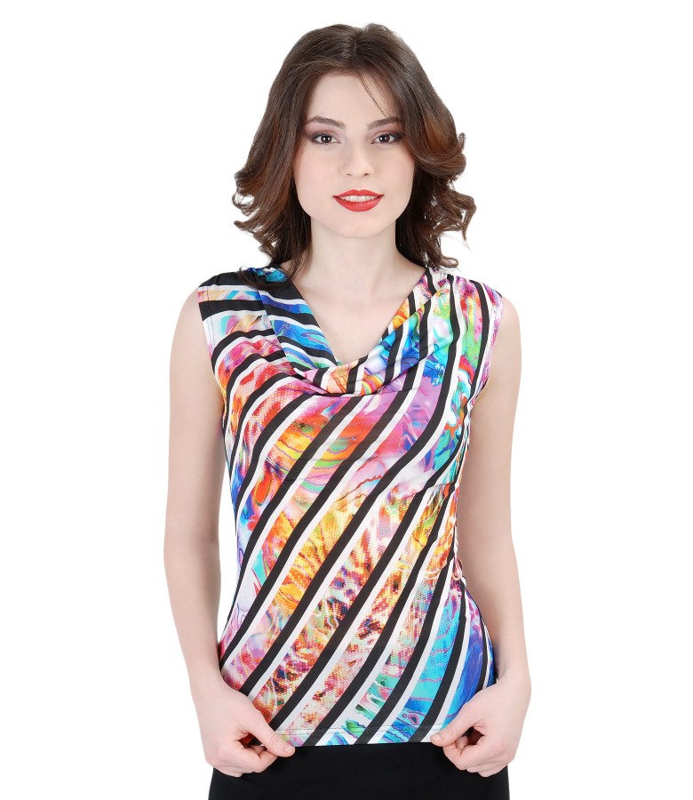 Printed jersey t-shirt with folds