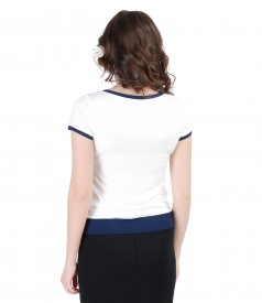 Elastic jersey t-shirt with trim