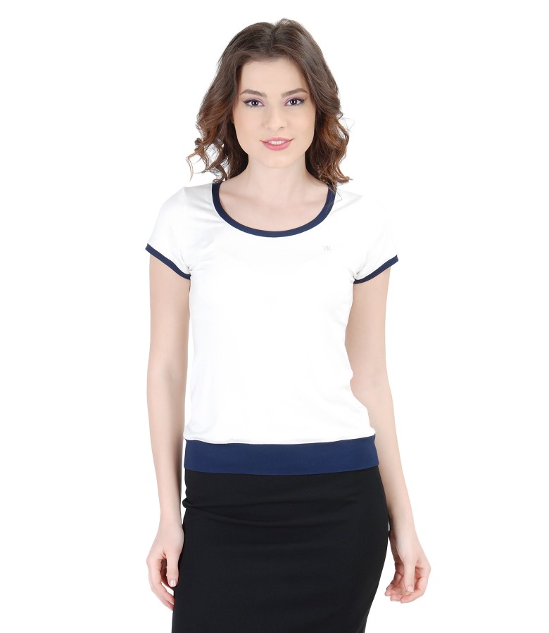 Elastic jersey t-shirt with trim