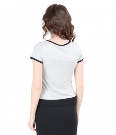 Elastic jersey t-shirt with trim