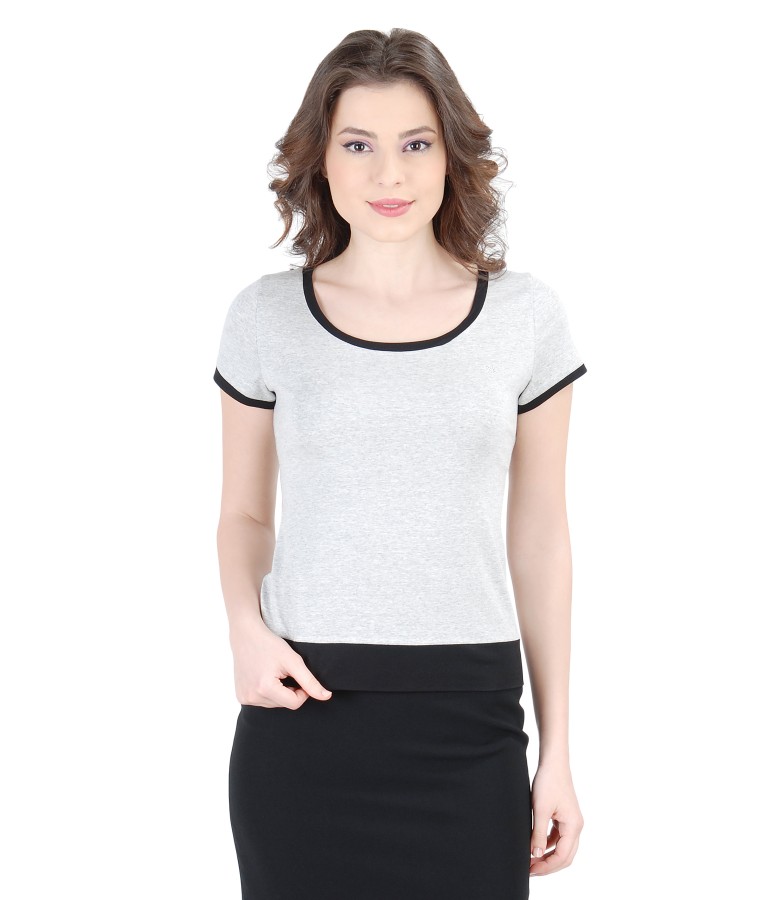 Elastic jersey t-shirt with trim