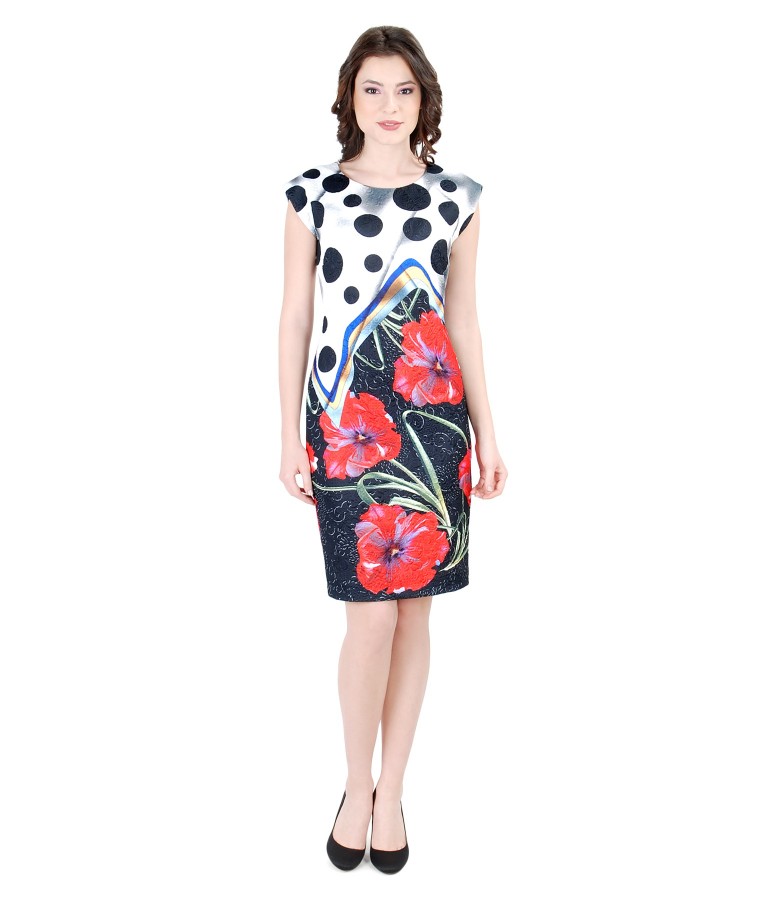 Elegant brocade dress with floral patterns