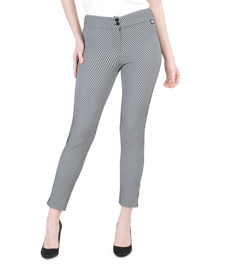 Embossed fabric trousers whiteblack YOKKO