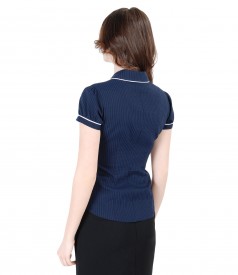 Shirt with elastic cotton and rounded collar