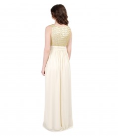 Long evening dress with sequined corsage