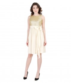 Short evening dress with sequined corsage