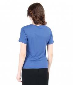 Elastic jersey t-shirt with wrinkled shoulders