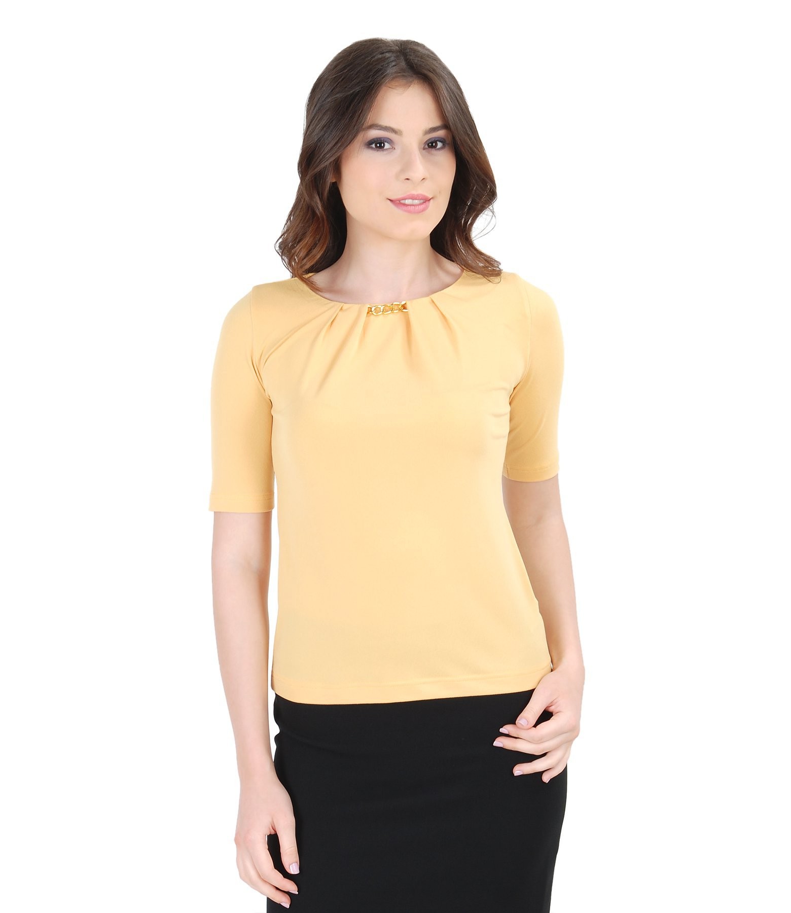 Jersey blouse with folds imperial yellow YOKKO