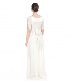 Long evening veil dress with brocade cotton corsage