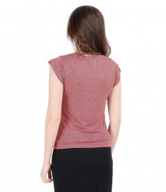 Printed elastic jersey t-shirt with fins