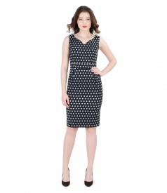 Dress in stretch cotton-blend floral jacquard