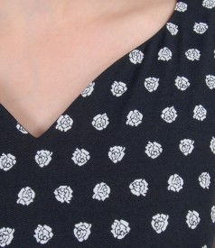 Dress in stretch cotton-blend floral jacquard