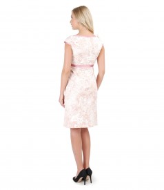 Brocade cotton dress with floral patterns