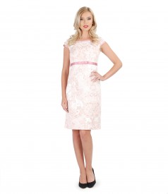 Brocade cotton dress with floral patterns