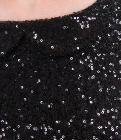 Long evening chiffon dress with sequin trim