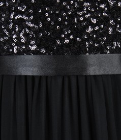 Short evening veil dress with sequins trim