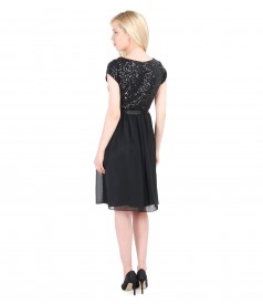 Short evening veil dress with sequins trim