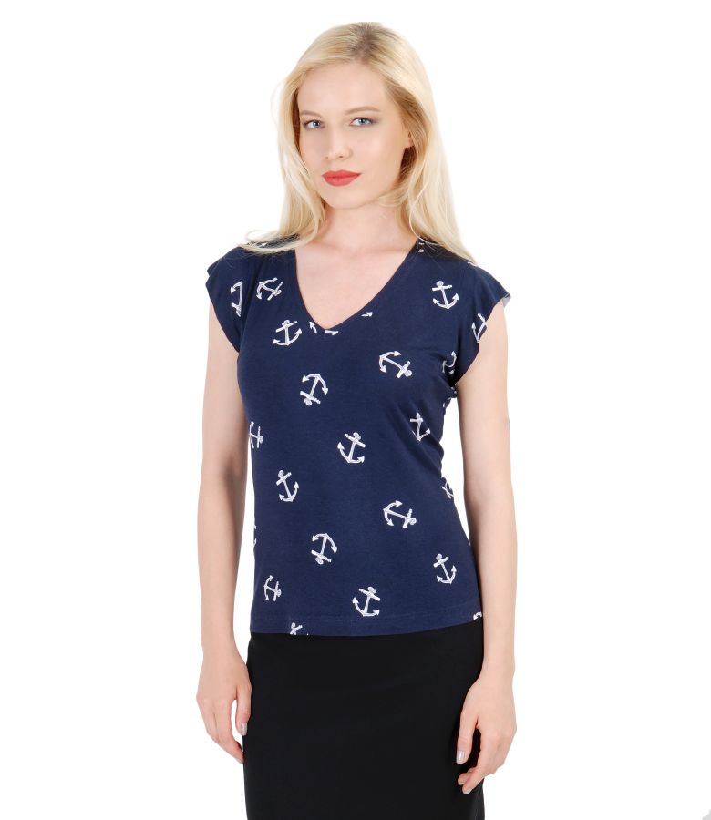 Printed elastic jersey t-shirt with fins