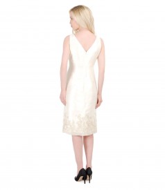 Evening silk taffeta dress with application