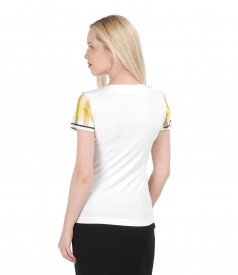 Elastic jersey t-shirt with graphic print