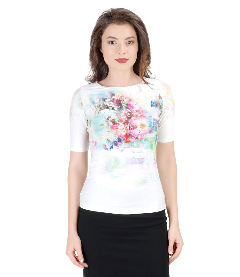 Printed jersey t-shirt with short sleeves