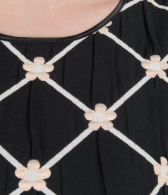 Elegant elastic cotton brocade dress with metallic thread