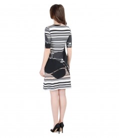 Elastic jersey printed dress