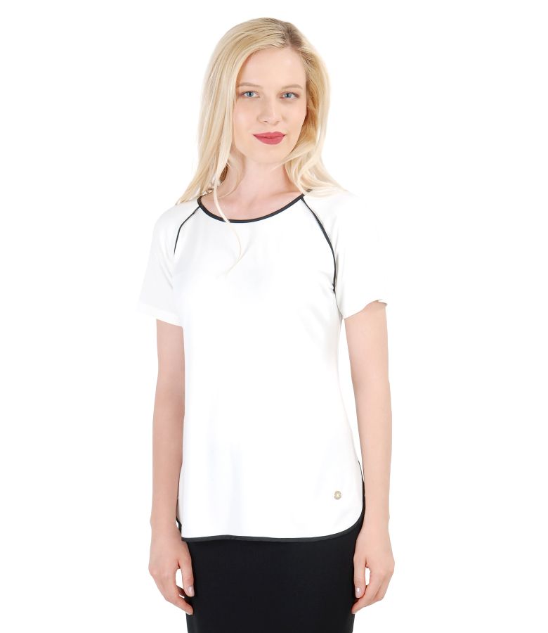 Elastic jersey blouse with trim
