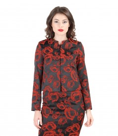 Elegant floral broc elastic satin jacket