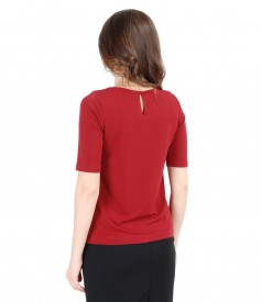 Uni jersey blouse with folds and trim