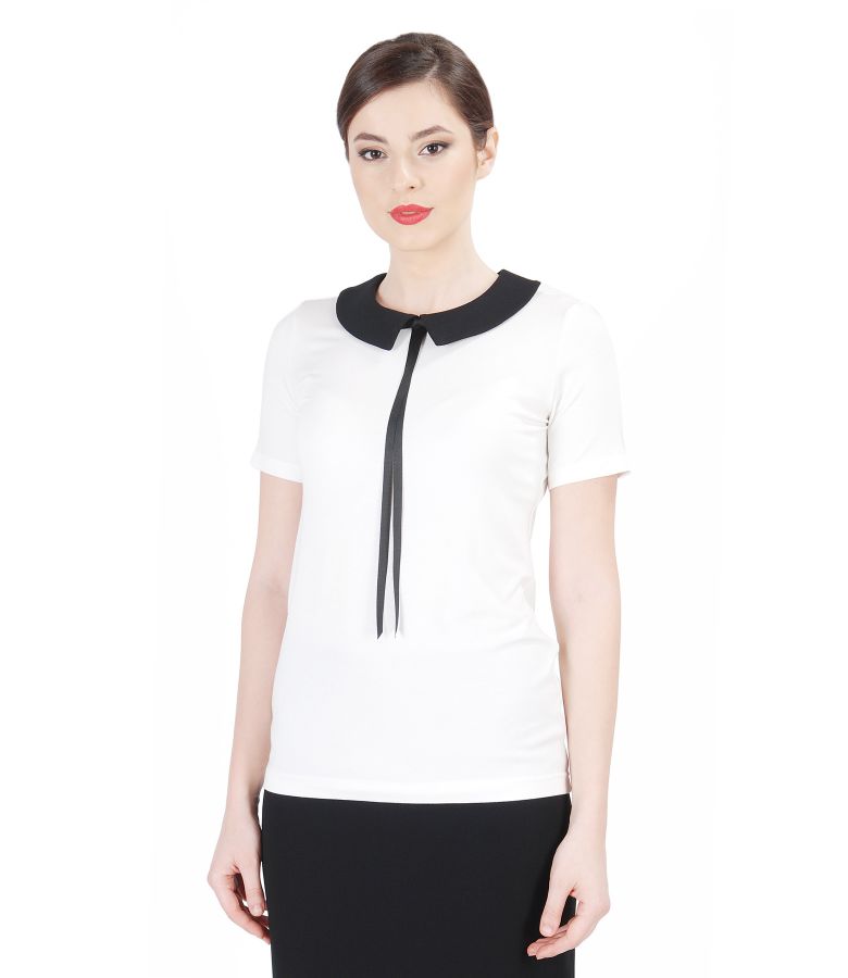 Uni elastic jersey blouse with collar