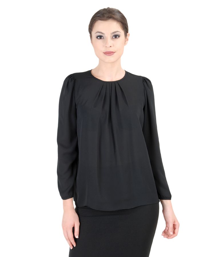 Veil blouse with folds black - YOKKO