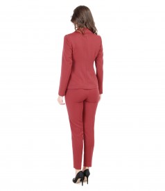 Elastic fabric women office suit with pockets